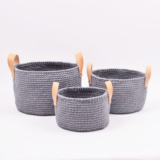 Paniers Ribbon avec anses en cuir dans 3 tailles
2