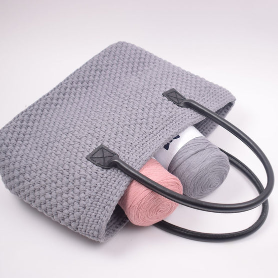 Ribbon Shopper avec Fond en Cuir
6