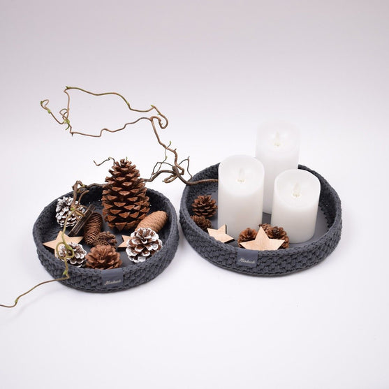 Corbeille décorative avec fond en cuir rond - Noël
4