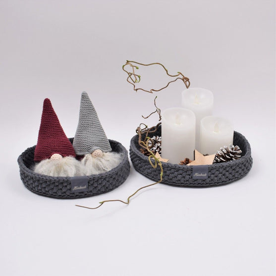 Corbeille décorative avec fond en cuir rond - Noël
5