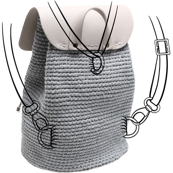 Rabat de sac avec bouton magnétique - Beige/Argent - Go Handmade
7