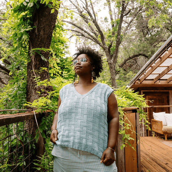 Calme Top - Haut Basketweave Sans Manche
5