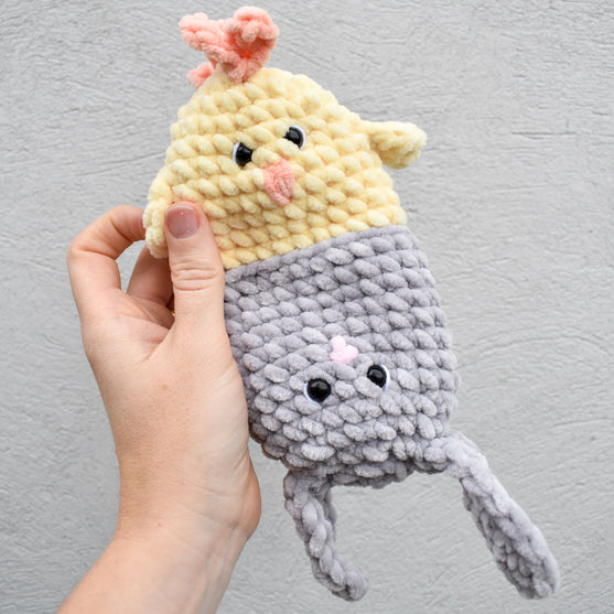 Lièvre et poussin - Peluche réversible
6