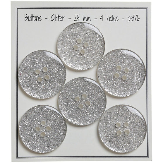 Boutons Glitter - Argent - Plusieurs Tailles - Go Handmade
14