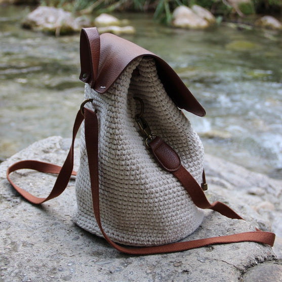 Rabat de sac avec bouton magnétique - Brun/Bronze - Go Handmade
7