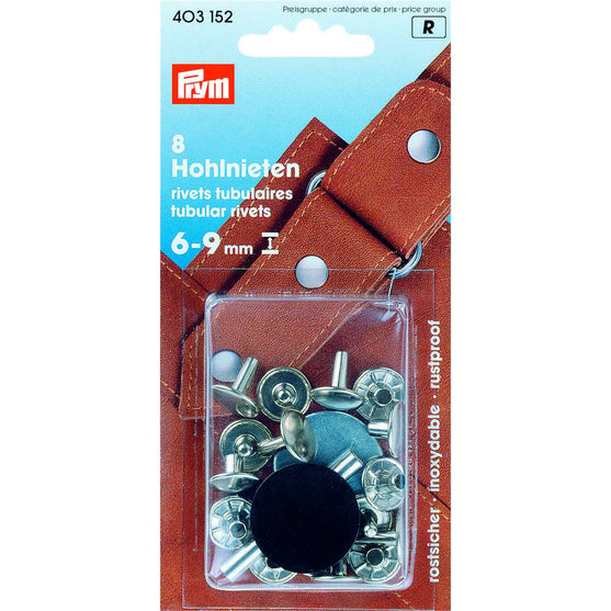 Rivets tubulaires 6 - 9 mm - Argent - Prym
4