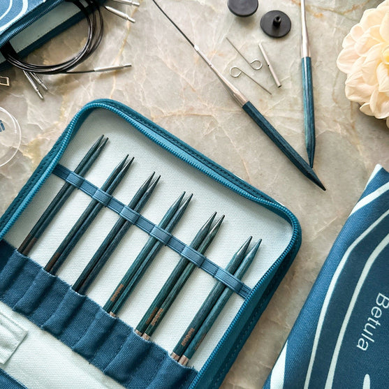 Set d'aiguilles circulaires interchangeables Betula Deluxe - Cerulean - Hobbii
10