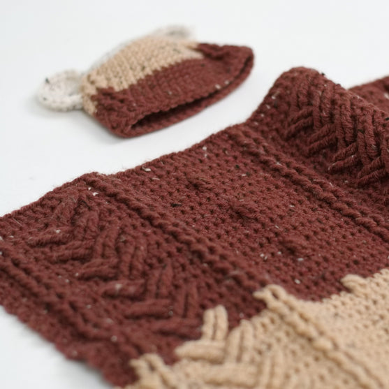 Happy Bear - Couverture Bébé et Bonnet
3