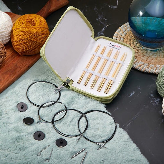 Set d'aiguilles circulaires interchangeables Bamboo Starter - KnitPro
4