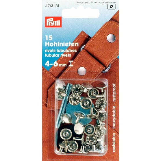 

Rivets tubulaires 4 - 6 mm - Argent - Prym
1