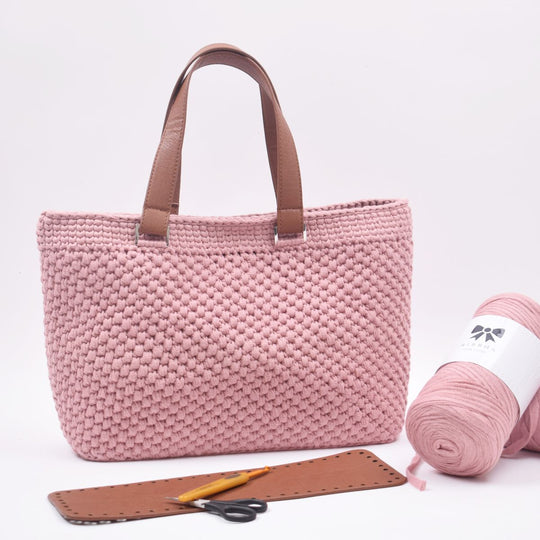 Ribbon Shopper avec Fond en Cuir