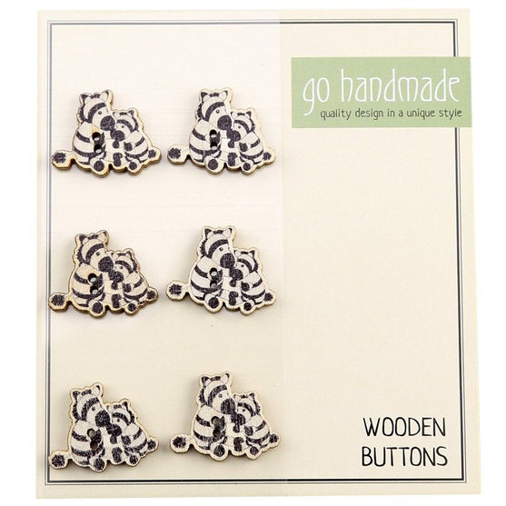 

Boutons en bois - Paul & Peter les Zèbres - 6 pièces, 20 mm - Go Handmade
1