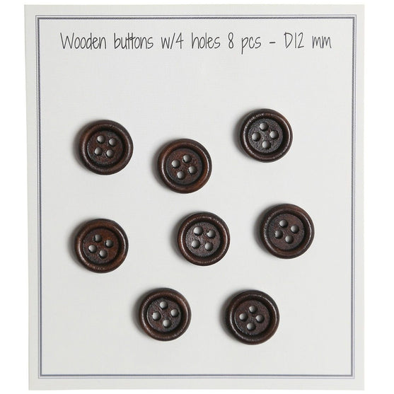 

Boutons en bois - Round Groove - Foncés - 8 pièces - Go Handmade
4