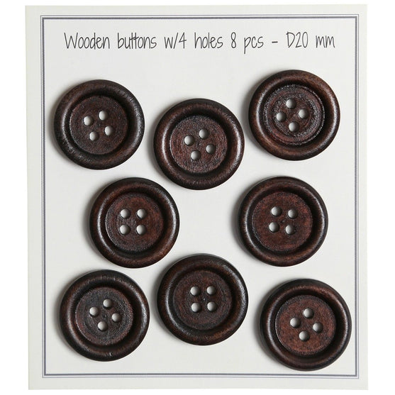 

Boutons en bois - Round Groove - Foncés - 8 pièces - Go Handmade
3
