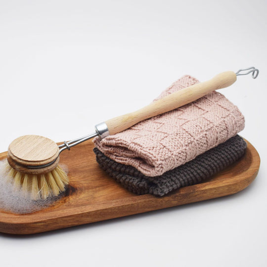 Lavette tricotée, motifs à carreaux