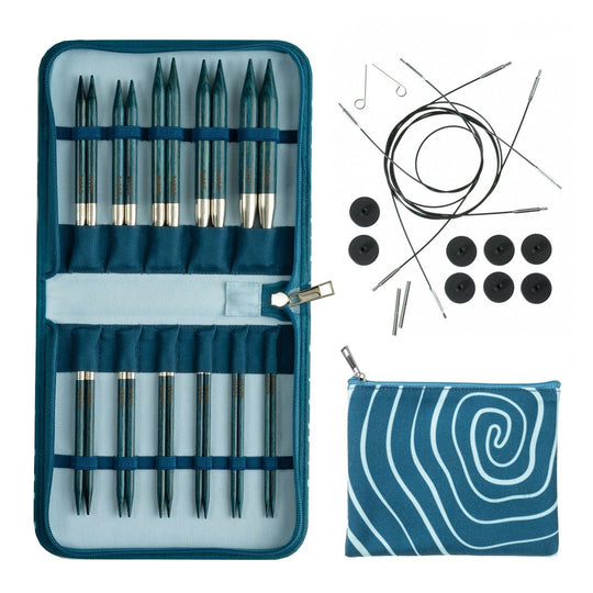 Set d'aiguilles circulaires interchangeables Betula Deluxe - Cerulean - Hobbii