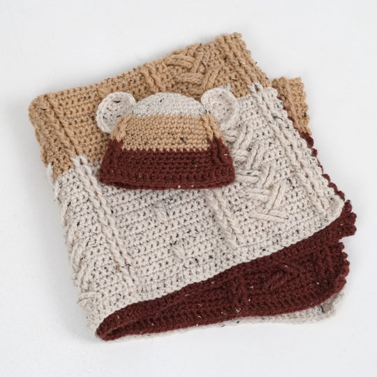 Happy Bear - Couverture Bébé et Bonnet