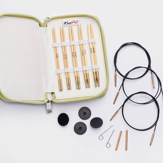 Set d'aiguilles circulaires interchangeables Bamboo Starter - KnitPro