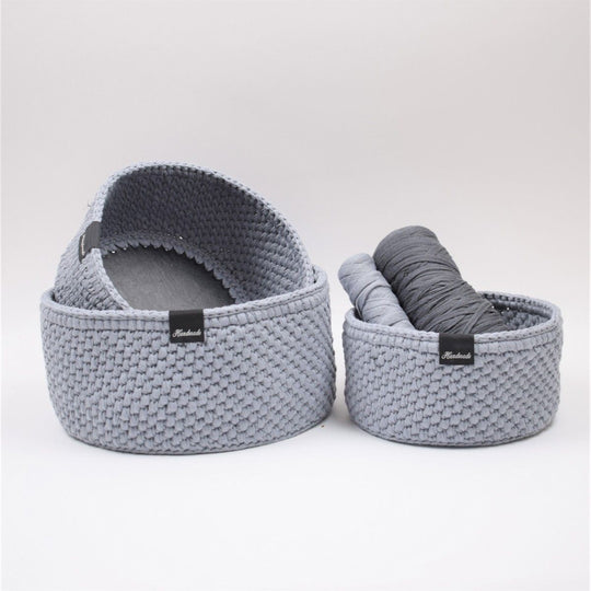 Panier Ribbon avec fond en cuir rond- classique