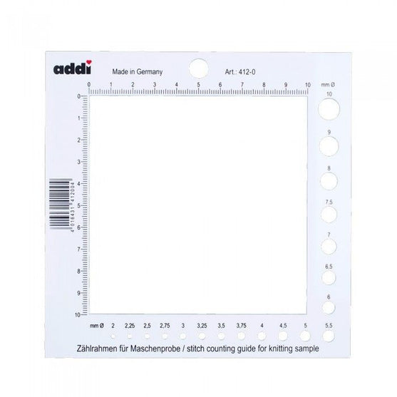 

Règle à échantillon de tricot avec jauge pour aiguille - addi
1